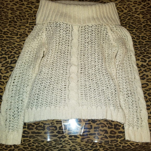 GAP Cream Cable Open-Knit Cowel-neck Sweater - Picture 2 of 8